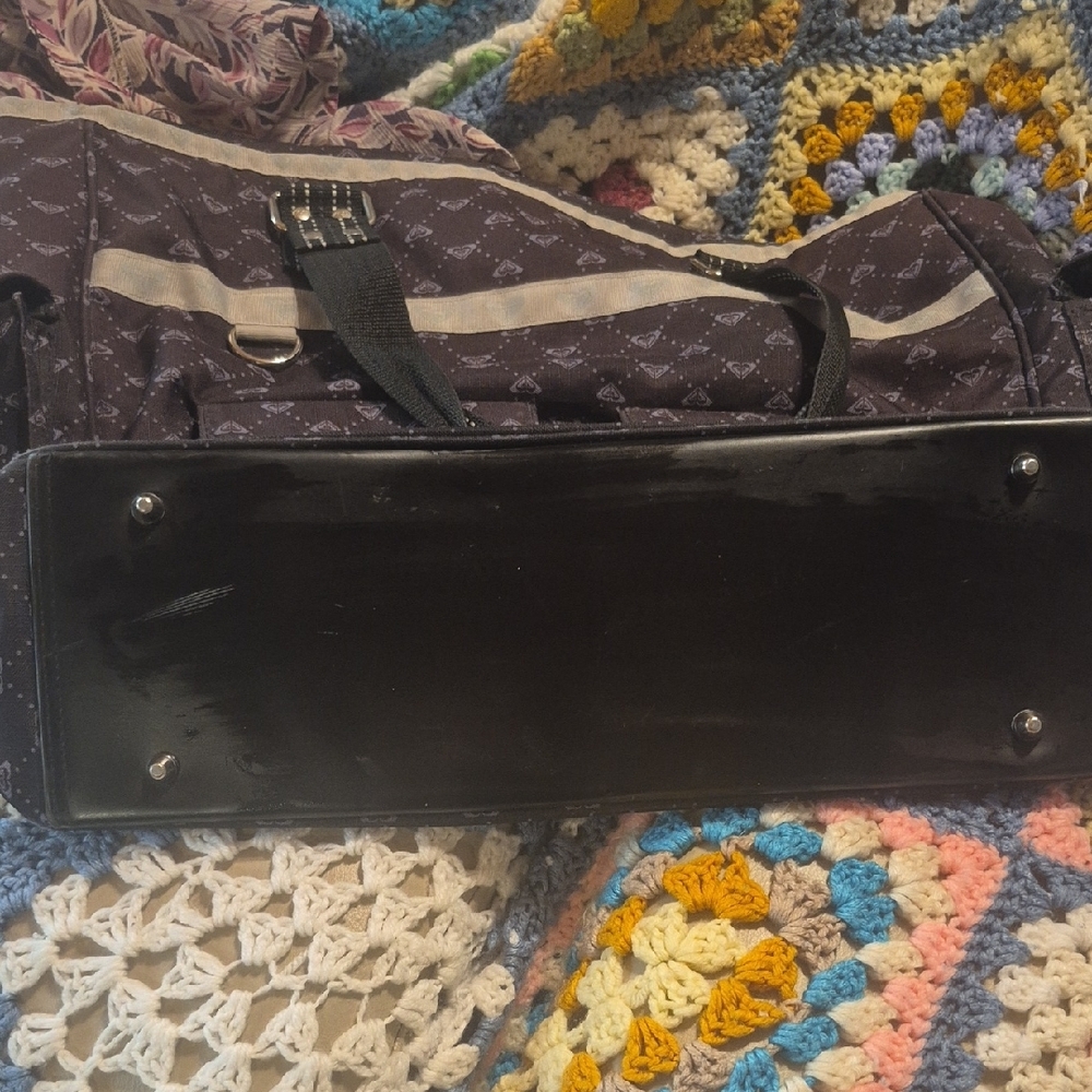 Black Patterned Tote Bag with Reflective Trim - Picture 8 of 10